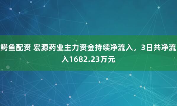 鳄鱼配资 宏源药业主力资金持续净流入，3日共净流入1682.23万元
