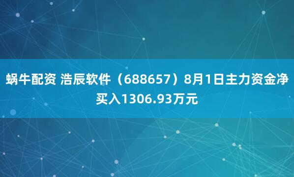 蜗牛配资 浩辰软件（688657）8月1日主力资金净买入1306.93万元