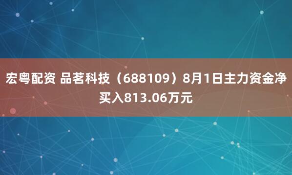宏粤配资 品茗科技（688109）8月1日主力资金净买入813.06万元